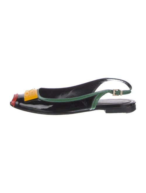 Fendi Patent Leather Colorblock Pattern Slingback Flats