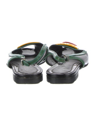 Fendi Patent Leather Colorblock Pattern Slingback Flats