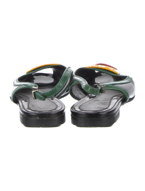 Fendi Patent Leather Colorblock Pattern Slingback Flats