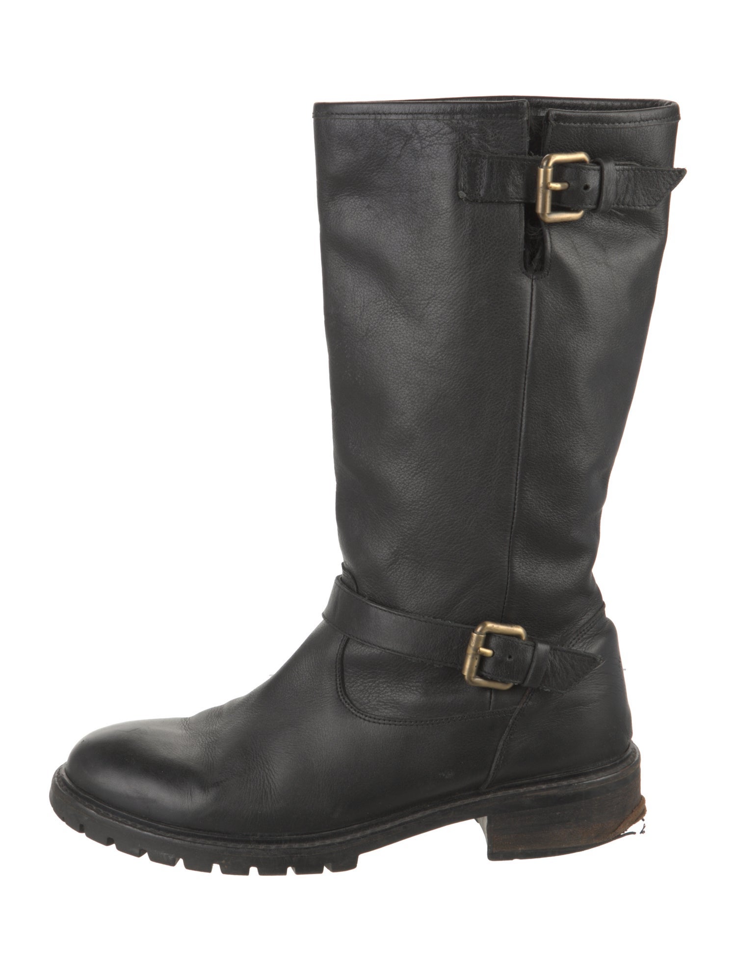 Fendi Leather Faux Fur Trim Moto Boots