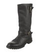 Fendi Leather Faux Fur Trim Moto Boots