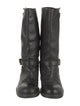 Fendi Leather Faux Fur Trim Moto Boots