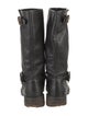 Fendi Leather Faux Fur Trim Moto Boots