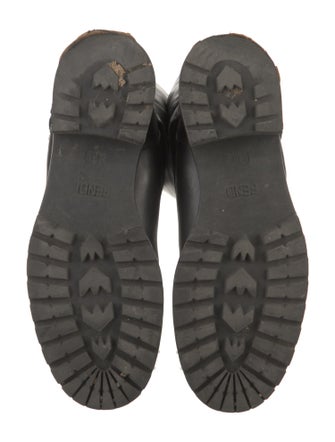 Fendi Leather Faux Fur Trim Moto Boots