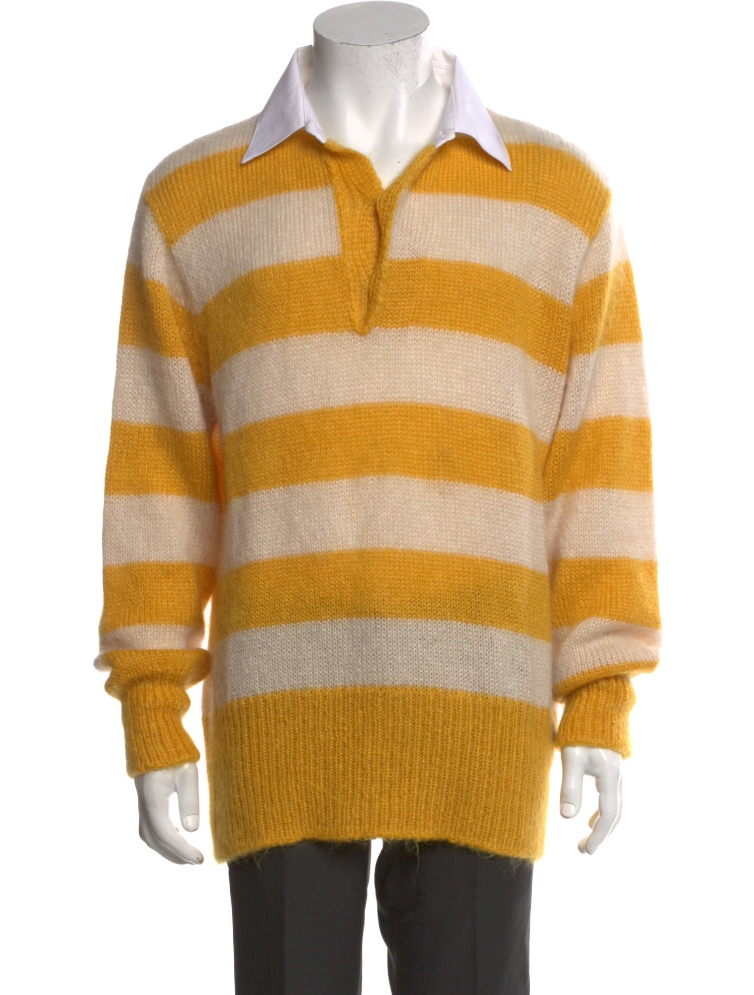 Fendi Mohair Striped Polo Shirt