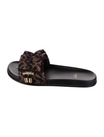 Fendi Zucca FF Logo Patterned Slides
