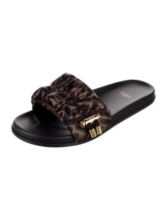 Fendi Zucca FF Logo Patterned Slides