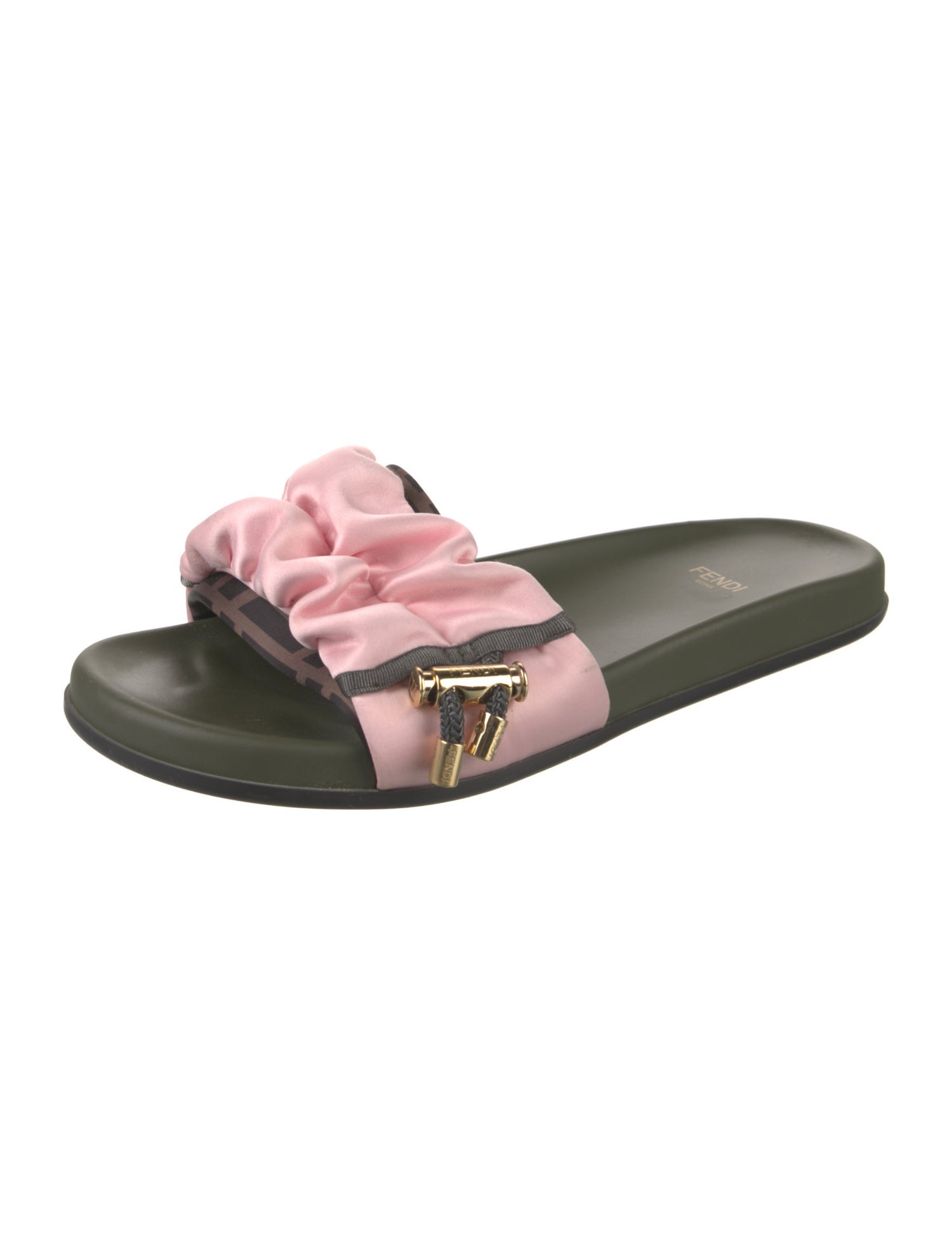 Fendi Zucca FF Logo Satin Slides