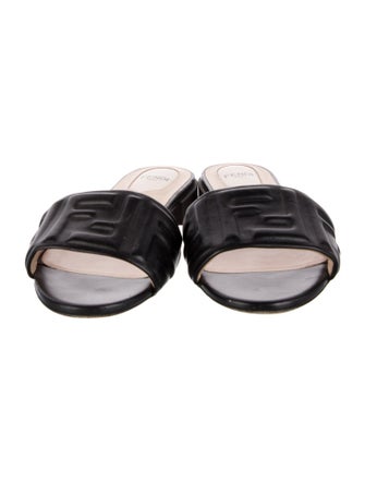 Fendi Zucca FF Logo Leather Slides