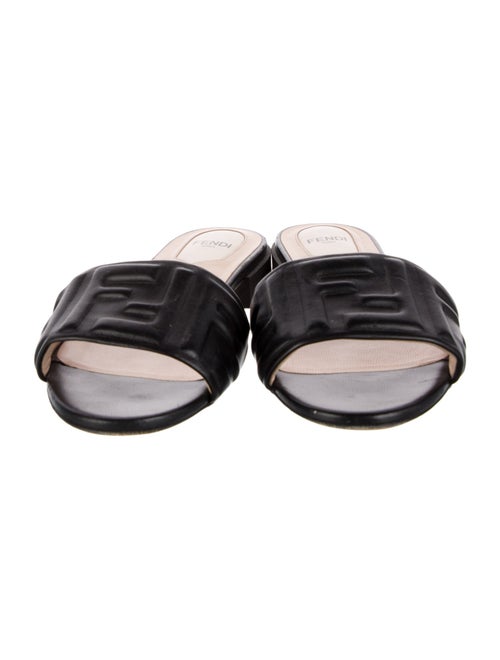 Fendi Zucca FF Logo Leather Slides
