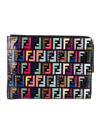 Fendi Debossed Zucca FF Logo Cosmetic Pouch