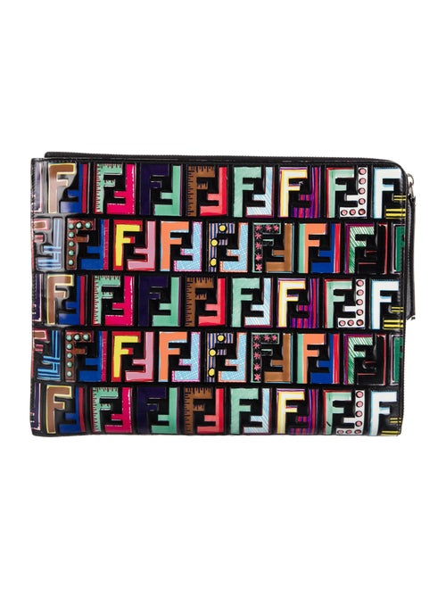 Fendi Debossed Zucca FF Logo Cosmetic Pouch