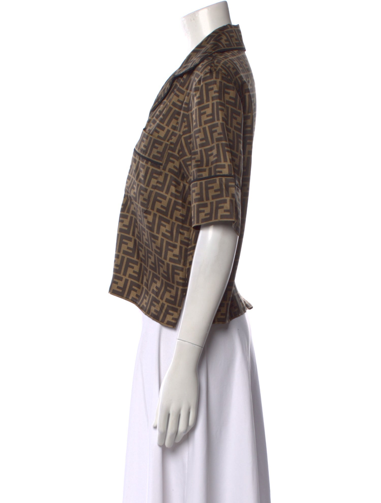 Fendi Silk Plaid Print Crop Top