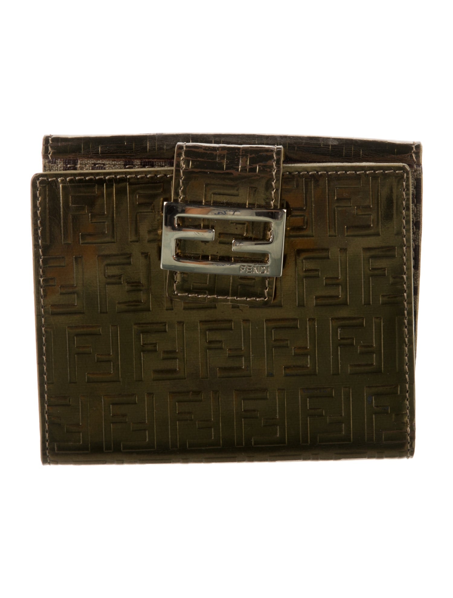 Fendi Zucca FF Logo Leather Compact Wallet