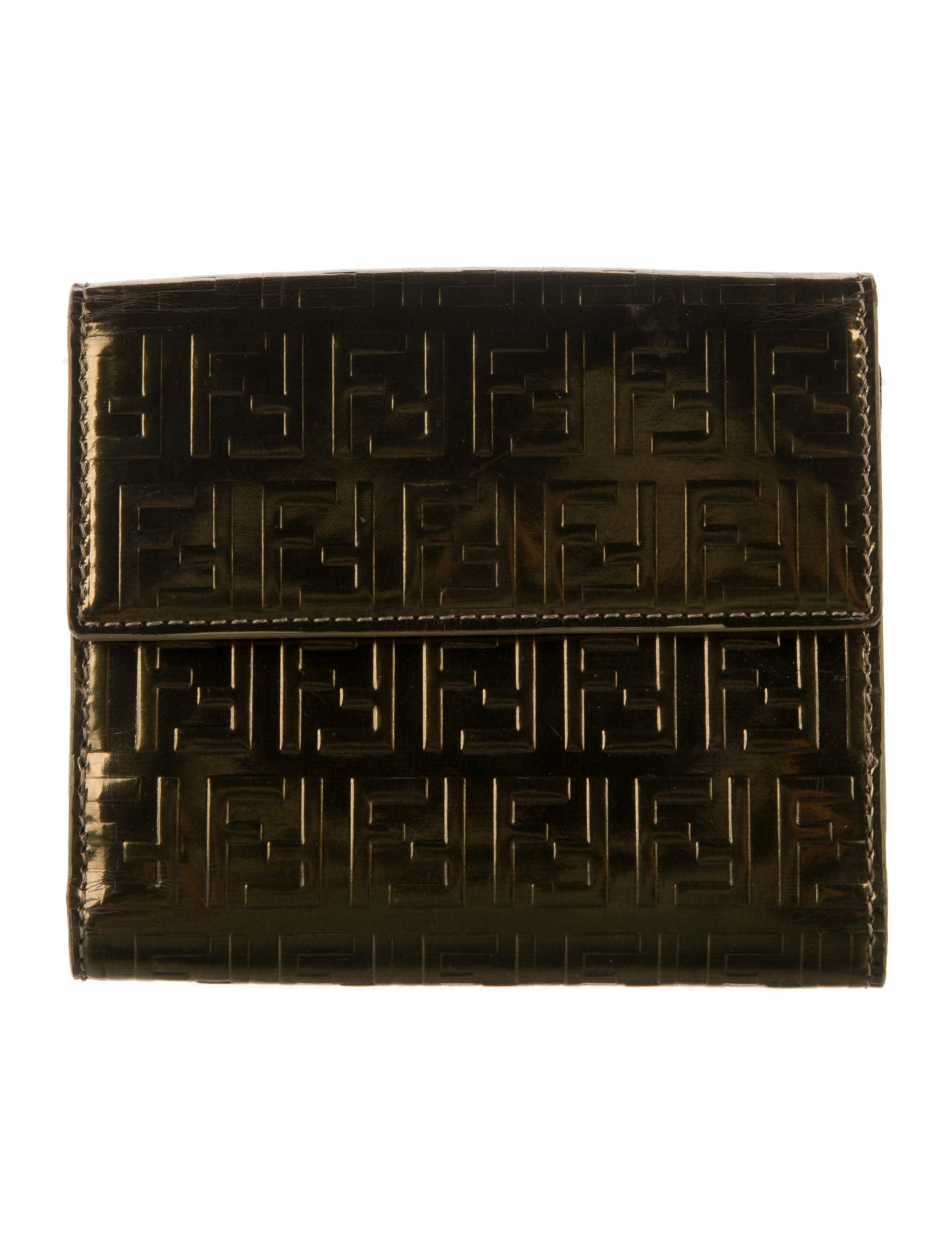 Fendi Zucca FF Logo Leather Compact Wallet