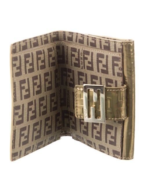 Fendi Zucca FF Logo Leather Compact Wallet