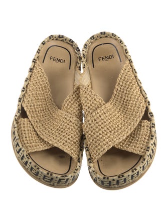 Fendi Zucca FF Logo Raffia Espadrilles