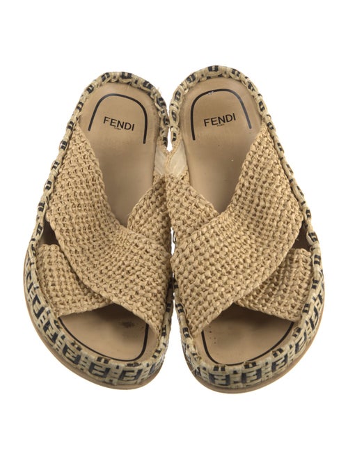 Fendi Zucca FF Logo Raffia Espadrilles