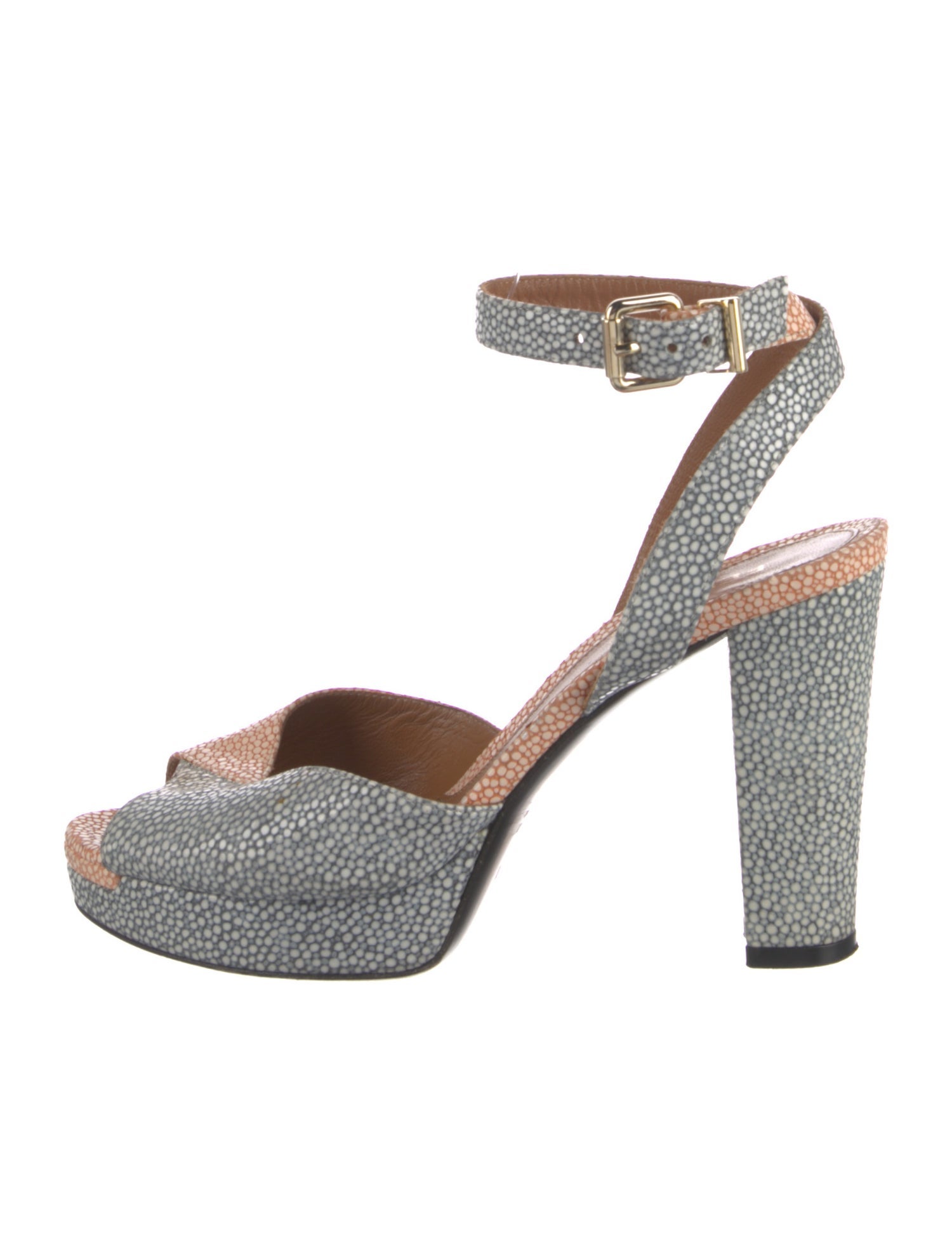 Fendi Embossed Leather Printed Sandals