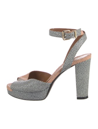 Fendi Embossed Leather Printed Sandals