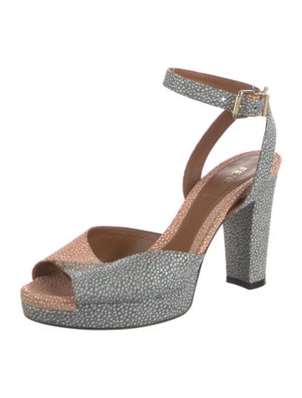 Fendi Embossed Leather Printed Sandals