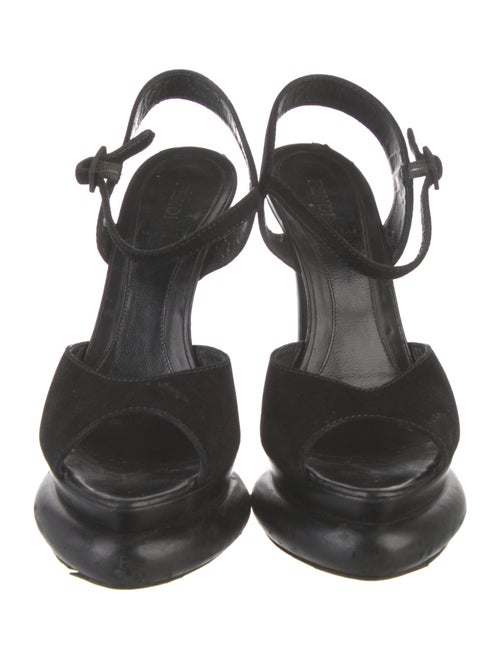 Fendi Suede Floral Print Slingback Sandals