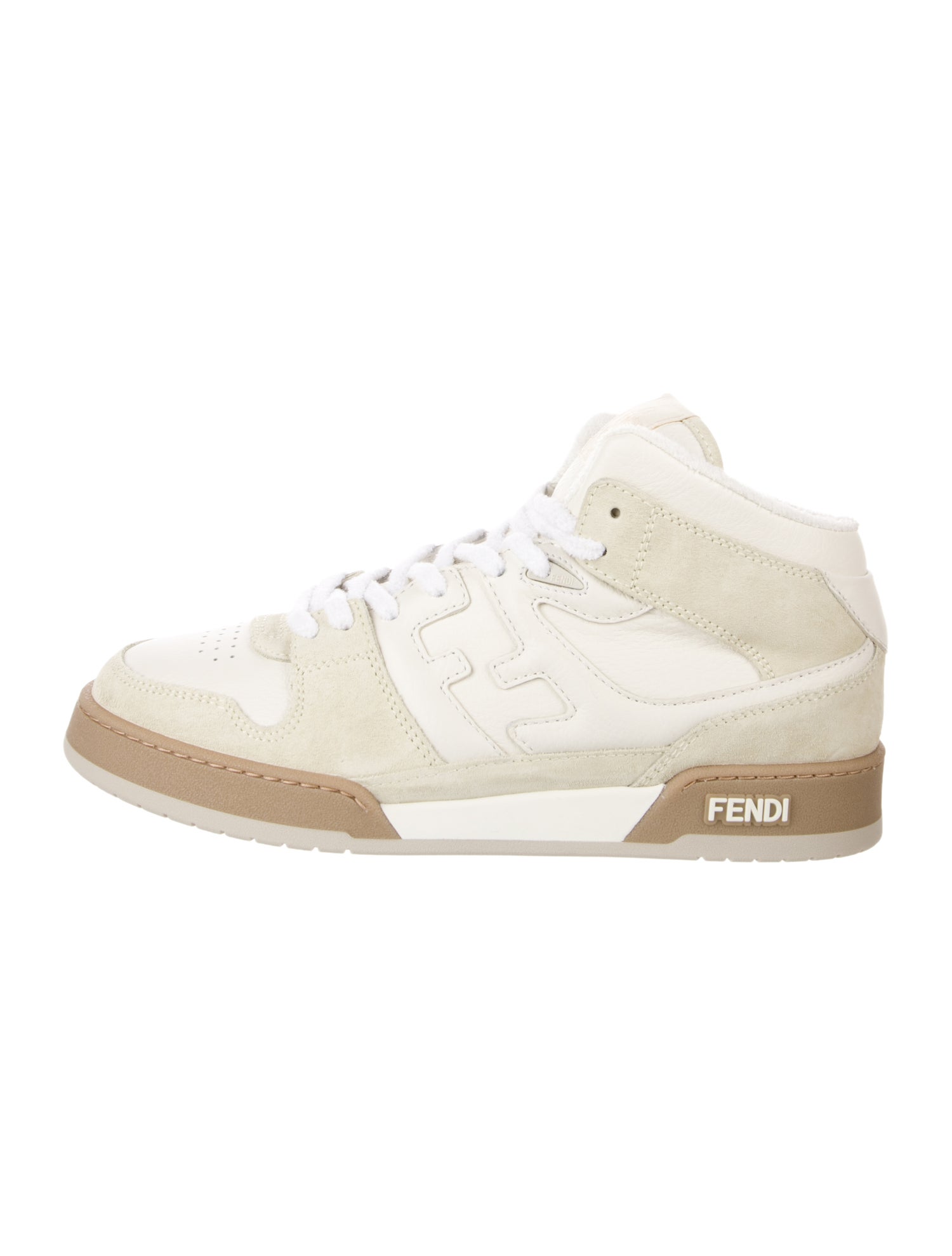 Fendi Leather Colorblock Pattern Sneakers
