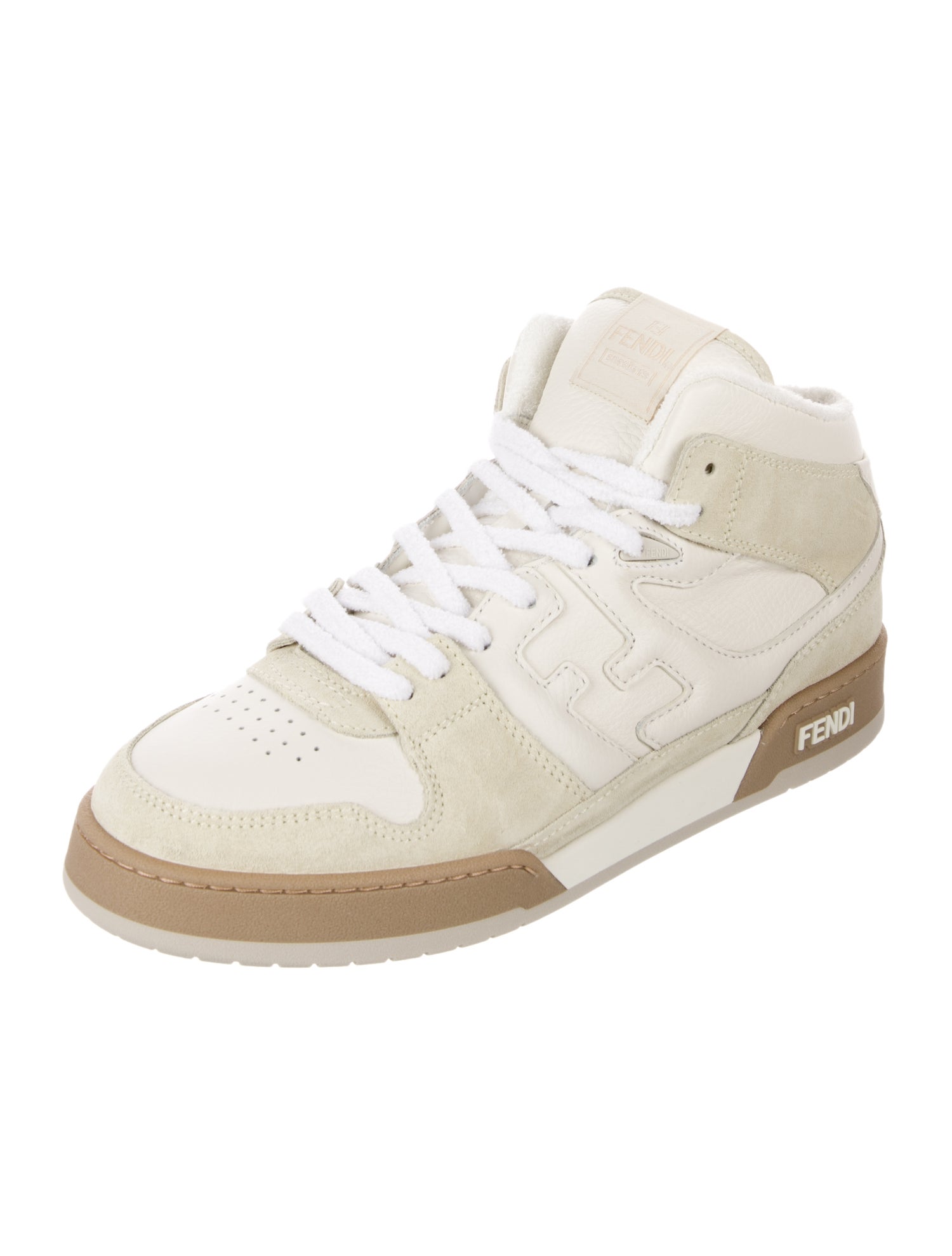 Fendi Leather Colorblock Pattern Sneakers