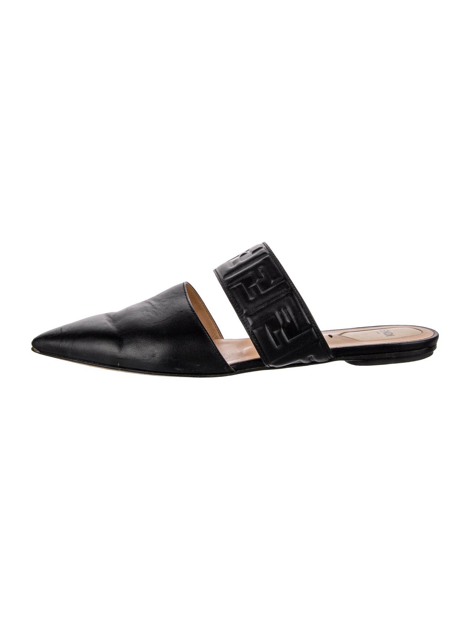 Fendi Zucca FF Logo Leather Mules