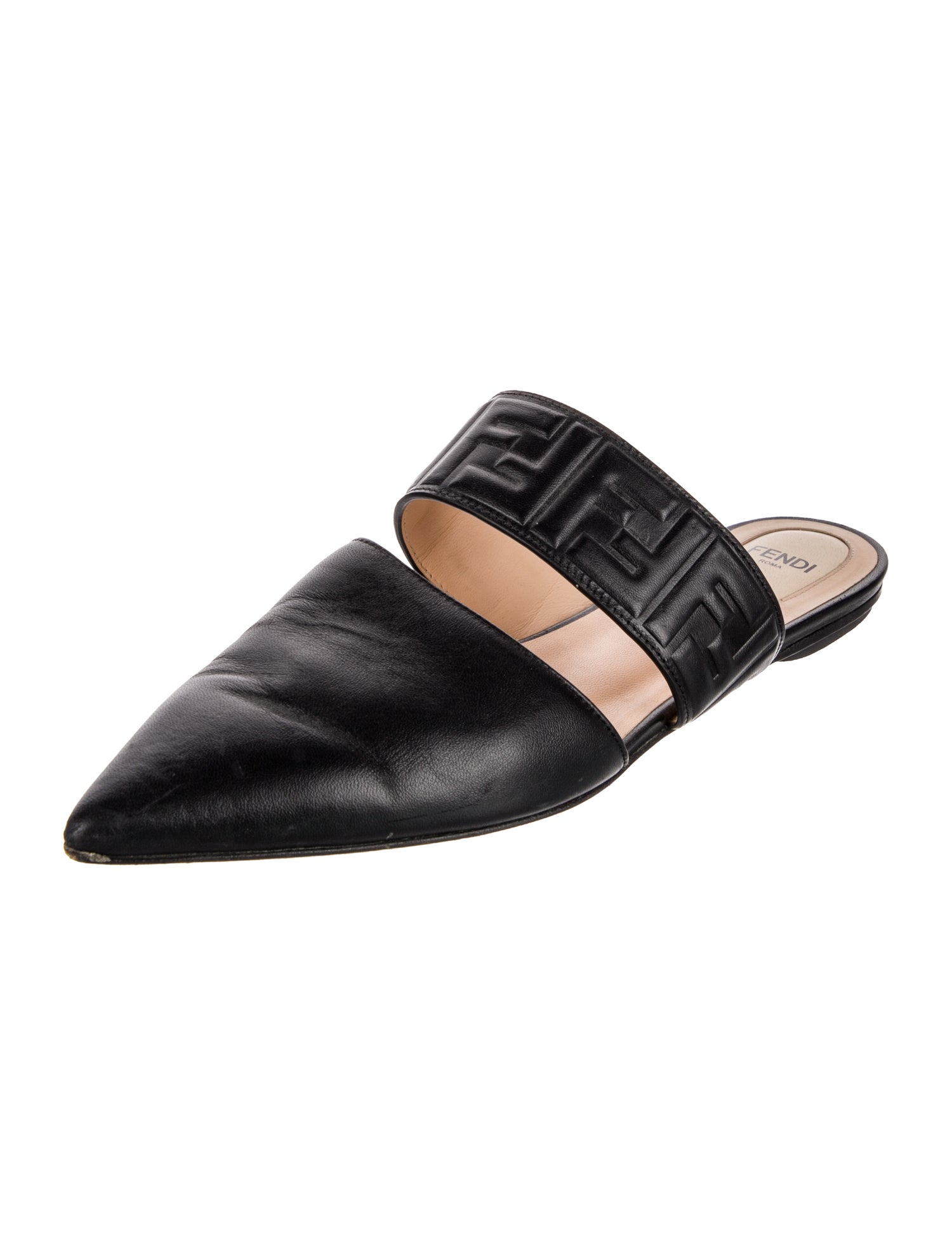 Fendi Zucca FF Logo Leather Mules