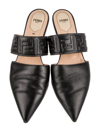Fendi Zucca FF Logo Leather Mules