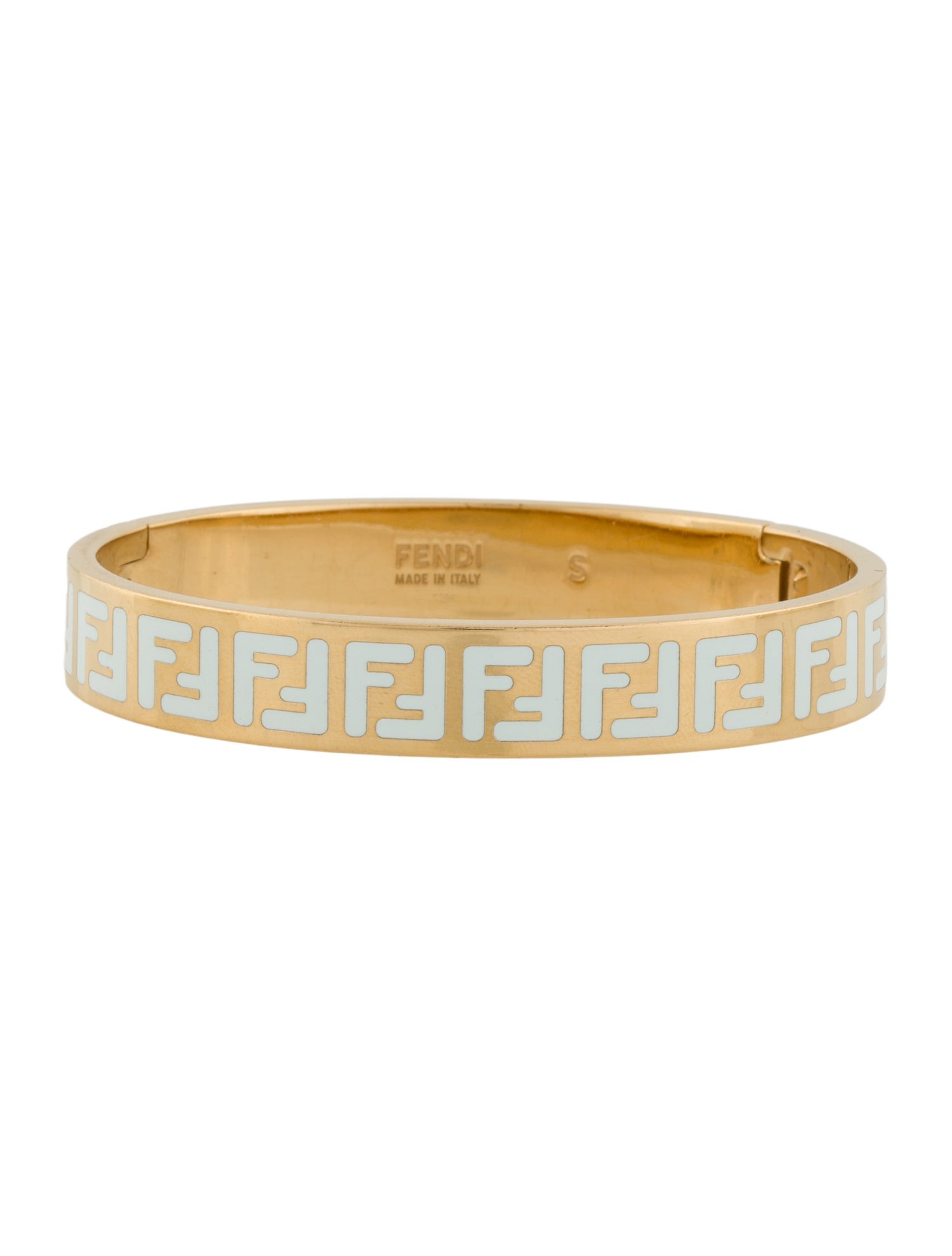 Fendi Enamel 'FF' Logo Forever Hinged Bangle Bracelet