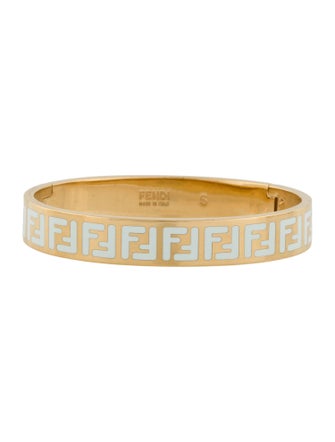 Fendi Enamel 'FF' Logo Forever Hinged Bangle Bracelet