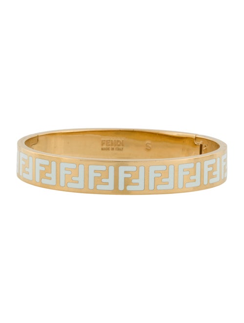 Fendi Enamel 'FF' Logo Forever Hinged Bangle Bracelet