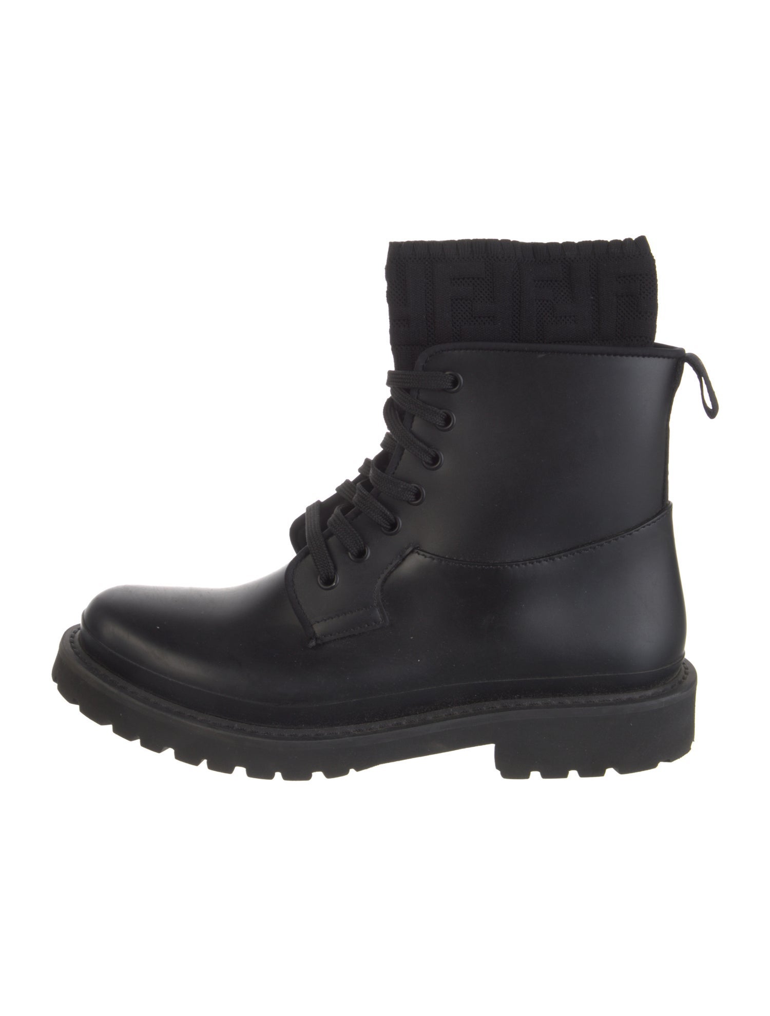 Fendi Zucca FF Logo Leather Combat Boots