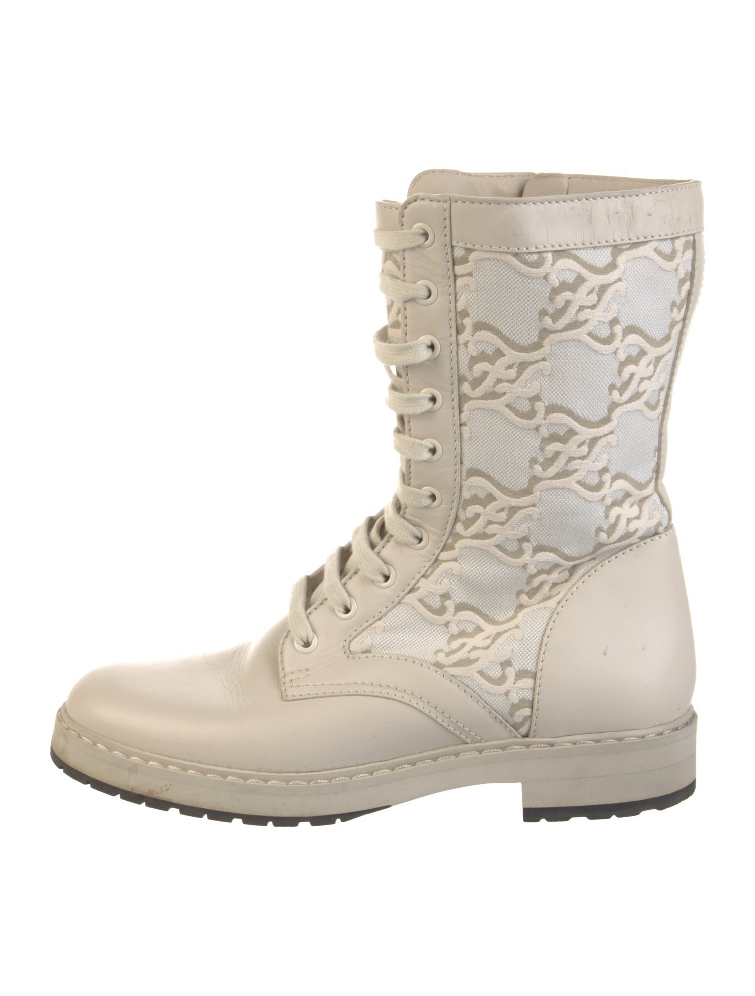 Fendi Leather Printed Lace-Up Boots