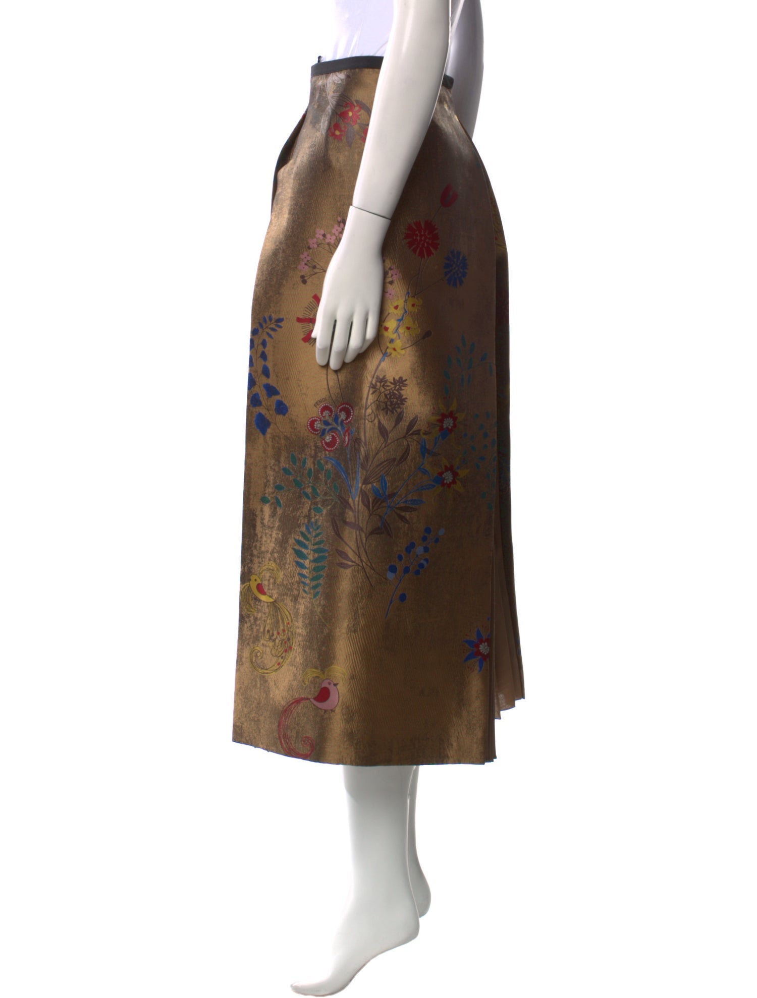 Fendi Floral Print Midi Length Skirt