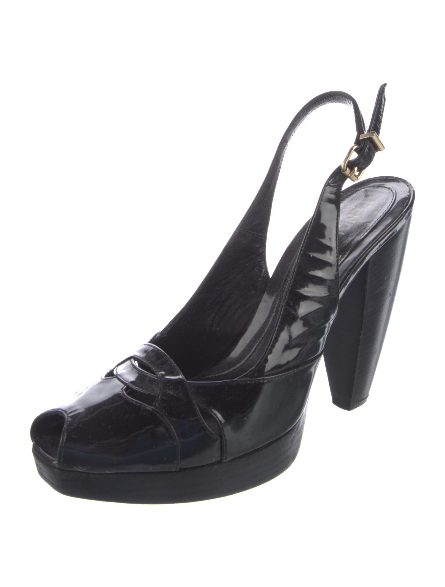 Fendi Patent Leather Slingback Pumps