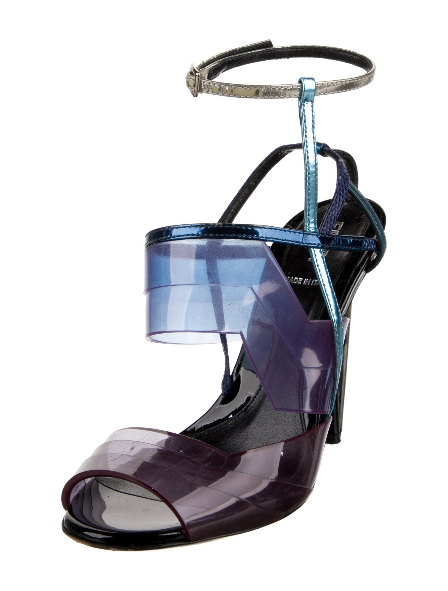 Fendi PVC Leather Trim Embellishment Gladiator Sandals