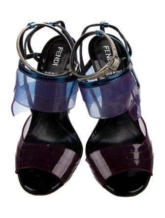 Fendi PVC Leather Trim Embellishment Gladiator Sandals