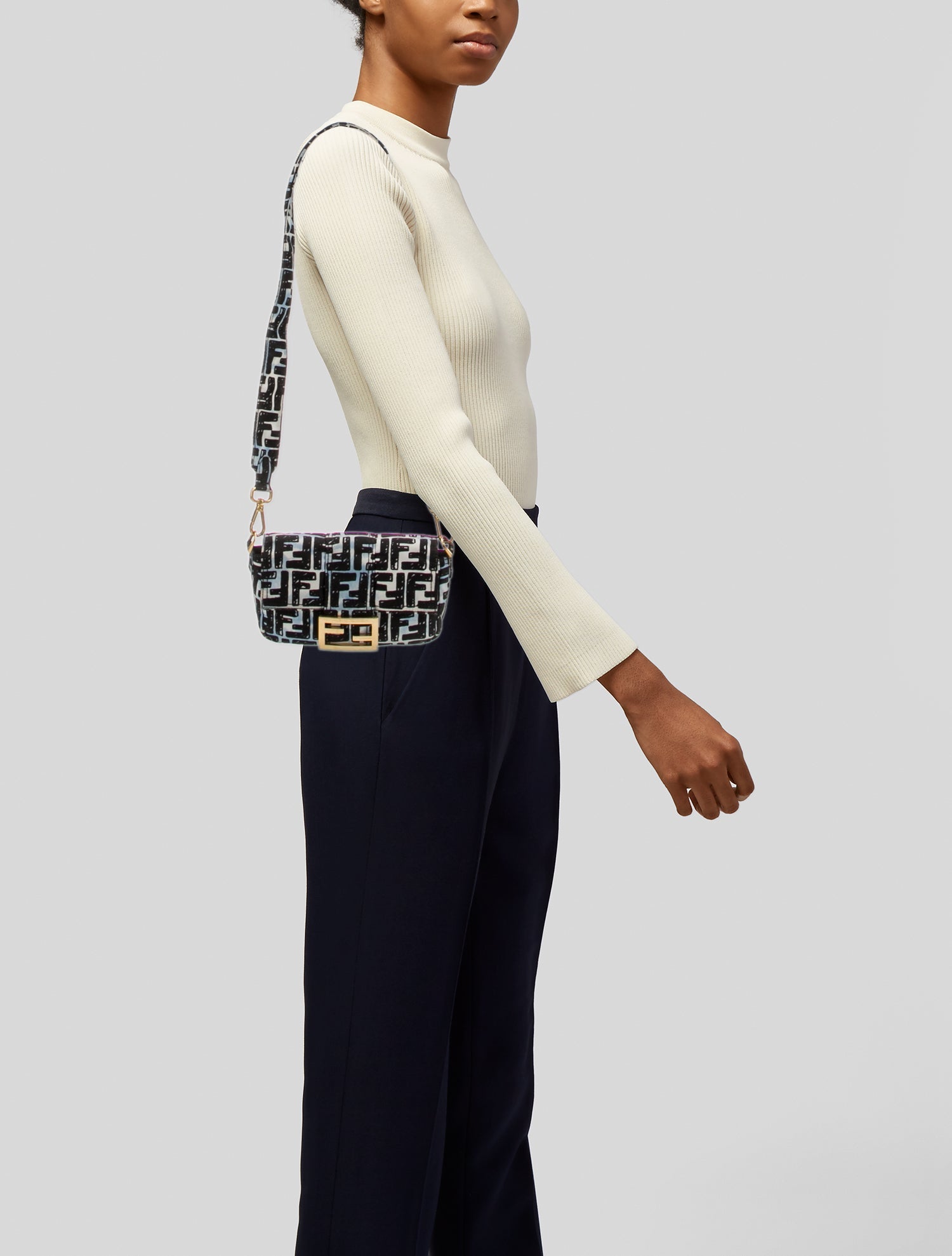 Fendi Nylon FF Cloudy Baguette Mini