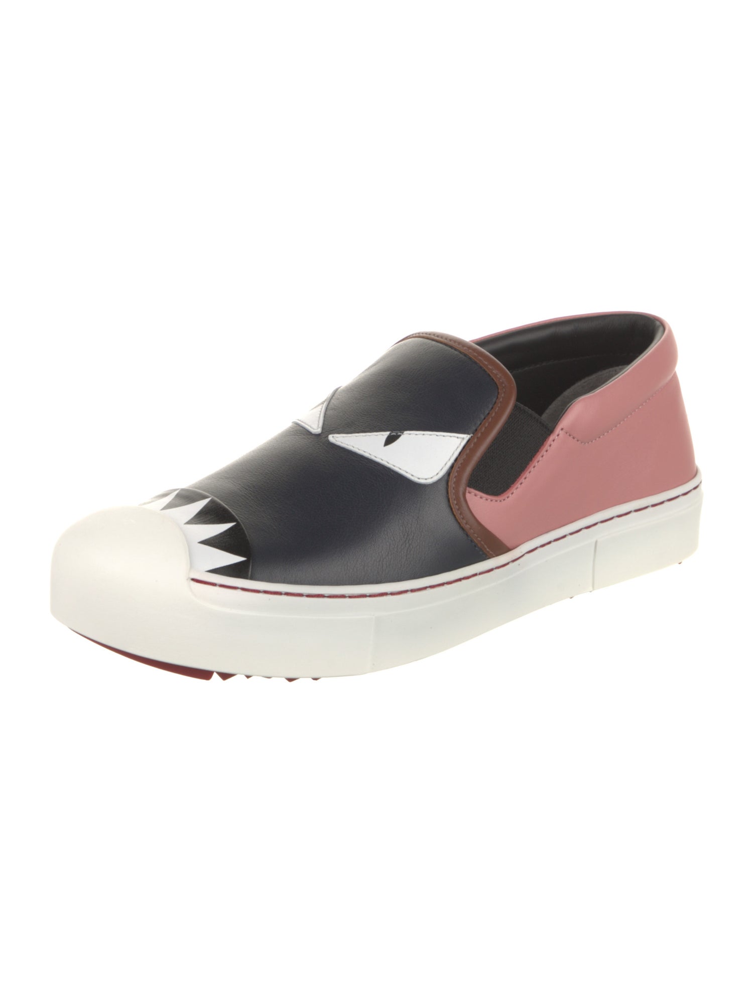 Fendi Monsters Motif Leather Sneakers