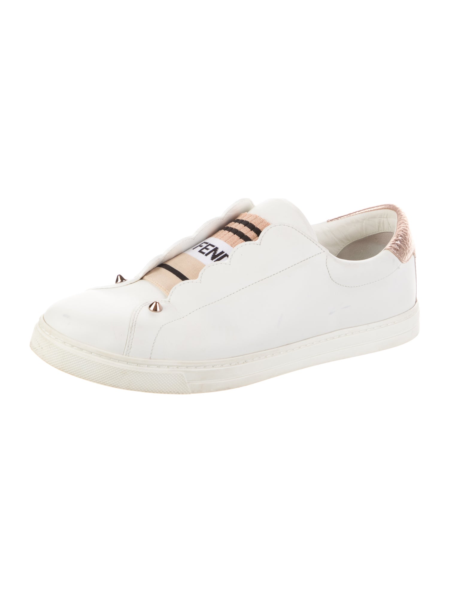 Fendi Leather Studded Accents Sneakers
