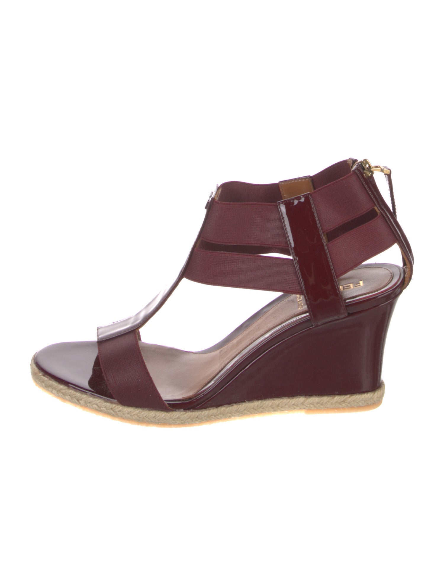 Fendi Patent Leather T-Strap Sandals
