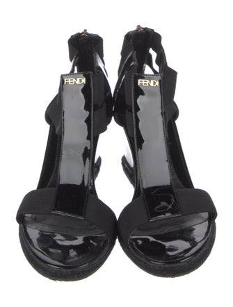 Fendi Patent Leather T-Strap Sandals