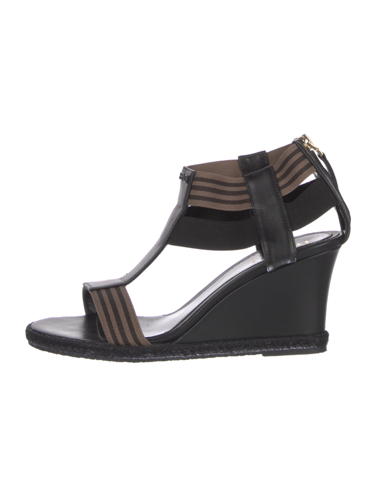 Fendi Leather T-Strap Sandals