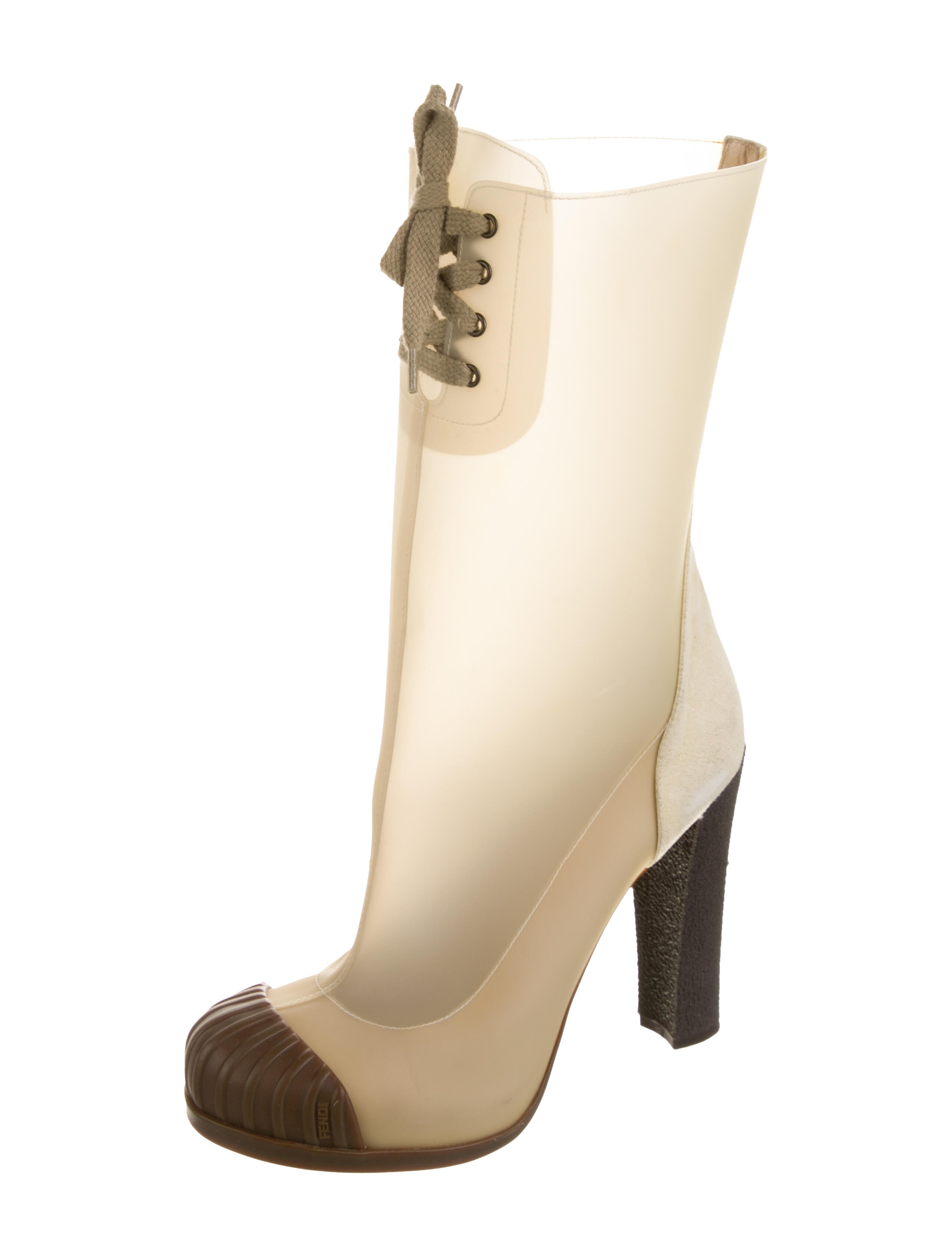 Fendi Rubber Colorblock Pattern Rain Boots