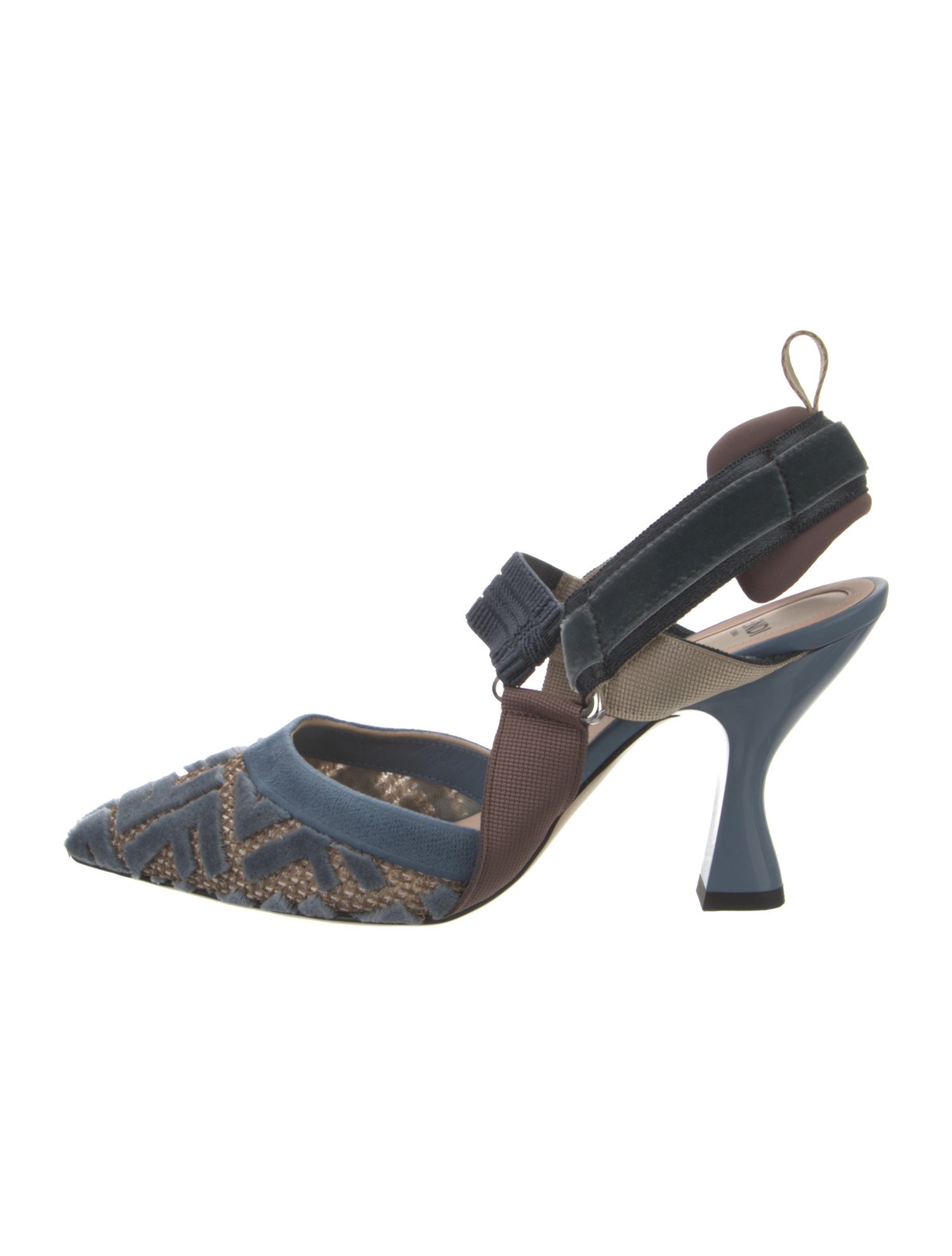 Fendi Zucca FF Logo Mesh Slingback Pumps