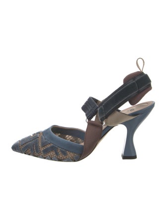 Fendi Zucca FF Logo Mesh Slingback Pumps