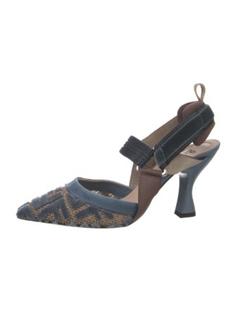 Fendi Zucca FF Logo Mesh Slingback Pumps